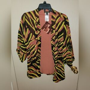 Iman Global Chic Multicolor Animal Print Vivid Cardigan Womens S NWT